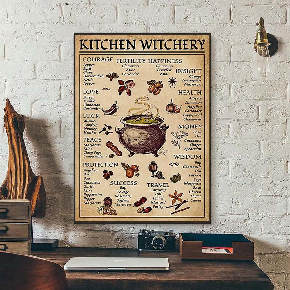 Kitchen Witchery Funny Posters Prints Room Decor Wall Pictures Witches Magic Knowledge Art Painting Home Decor Canvas Painting