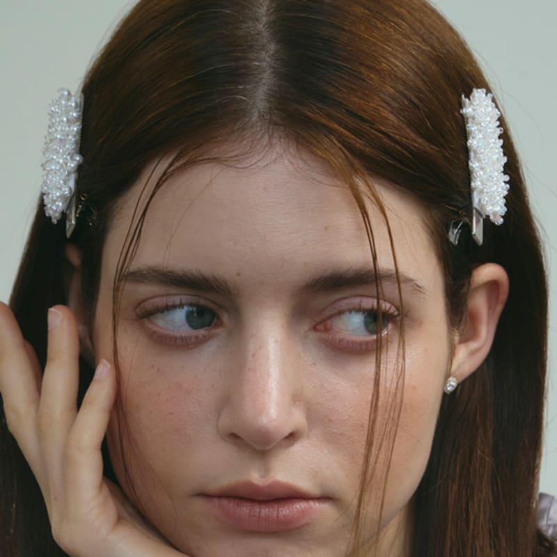 

TORTOISE Paide Beads Hair Pin (2 set) white