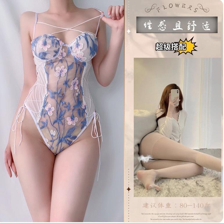 Cross-border sexy sex underwear women's mesh embroidery perspective sex fun pure passion set pajamas underwear