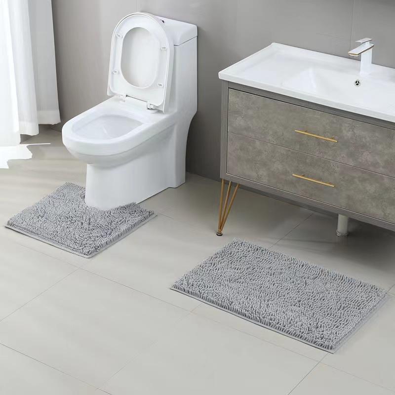 Bathroom Rugs sets 3 Piece Chenille bathroom rugs Extra Thick Absorbent Strong PVC Non-Slip Underside for Bedroom Kitchen