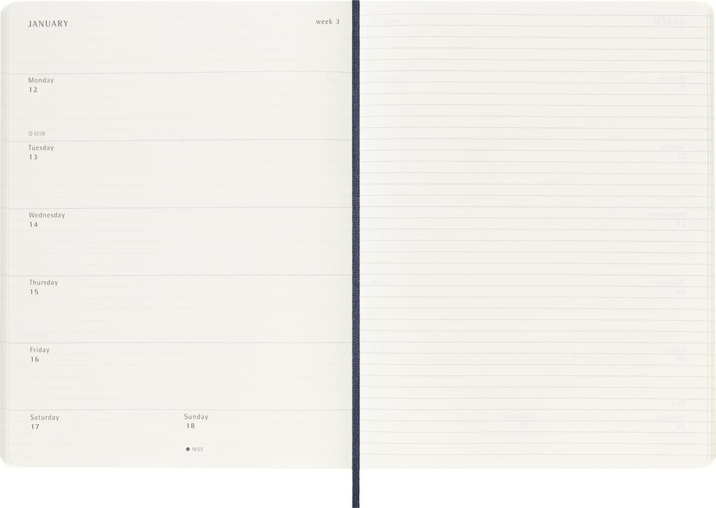 Moleskine 2026 Planner, January Start, 12-Month Weekly Diary, XL Size (19cm x 25cm), Soft Cover, Sapphire Blue, DSB2012WN4Y26