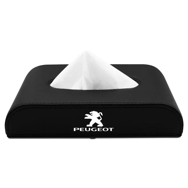 

1pcs Car Tissue Box Holder Armrest Box Storage Case For Peugeot 206 207 307 3008 2008 308 407 408 508 301 208 Auto Accessories чёрный