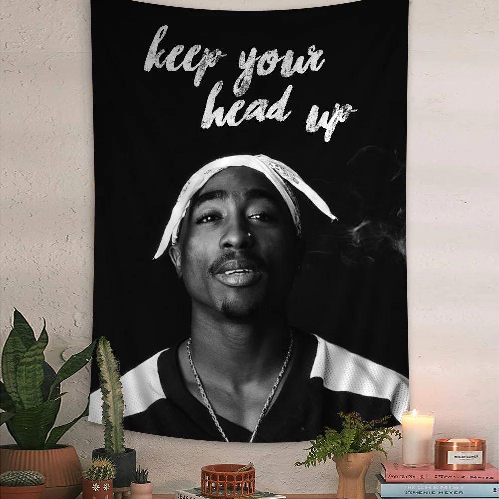 

2pac s tapestry matches Amaru Shakur s cartoon 75x100 чёрный