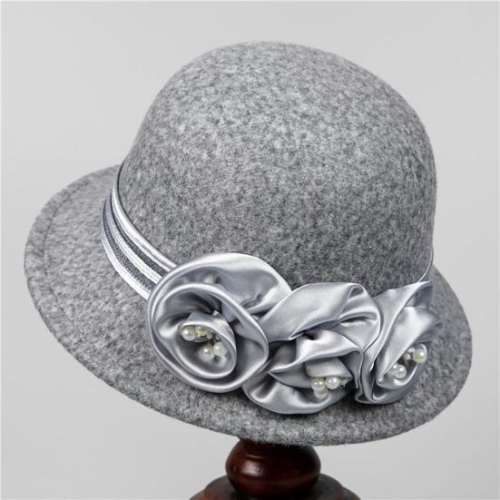 Fisherman Hat Women Winter Basin Solid Color Faux Pearls Floral Decoration Bucket Hat Outdoor Activities Travel Daily Wear