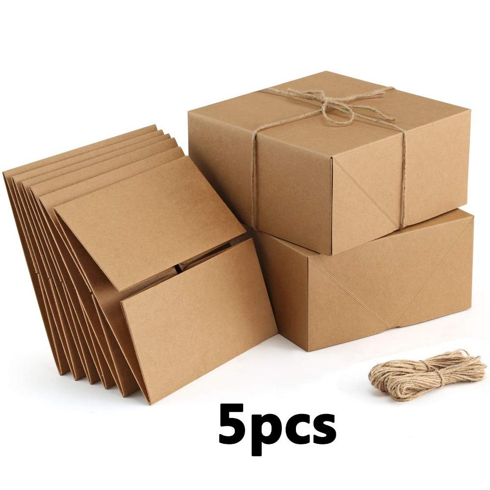 5pcs Premium Gift Boxes with Lids and Hemp Rope Paper Gift Gift Packing Boxes for Christmas Gifts Bridesmaid Proposal Boxes Easy Assemble Boxes