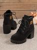 New Plus Size Short Boots for Women, Retro Thick Heel Boots for Spring and Autumn, New Lace Up Fashion, Waterproof Short Boots