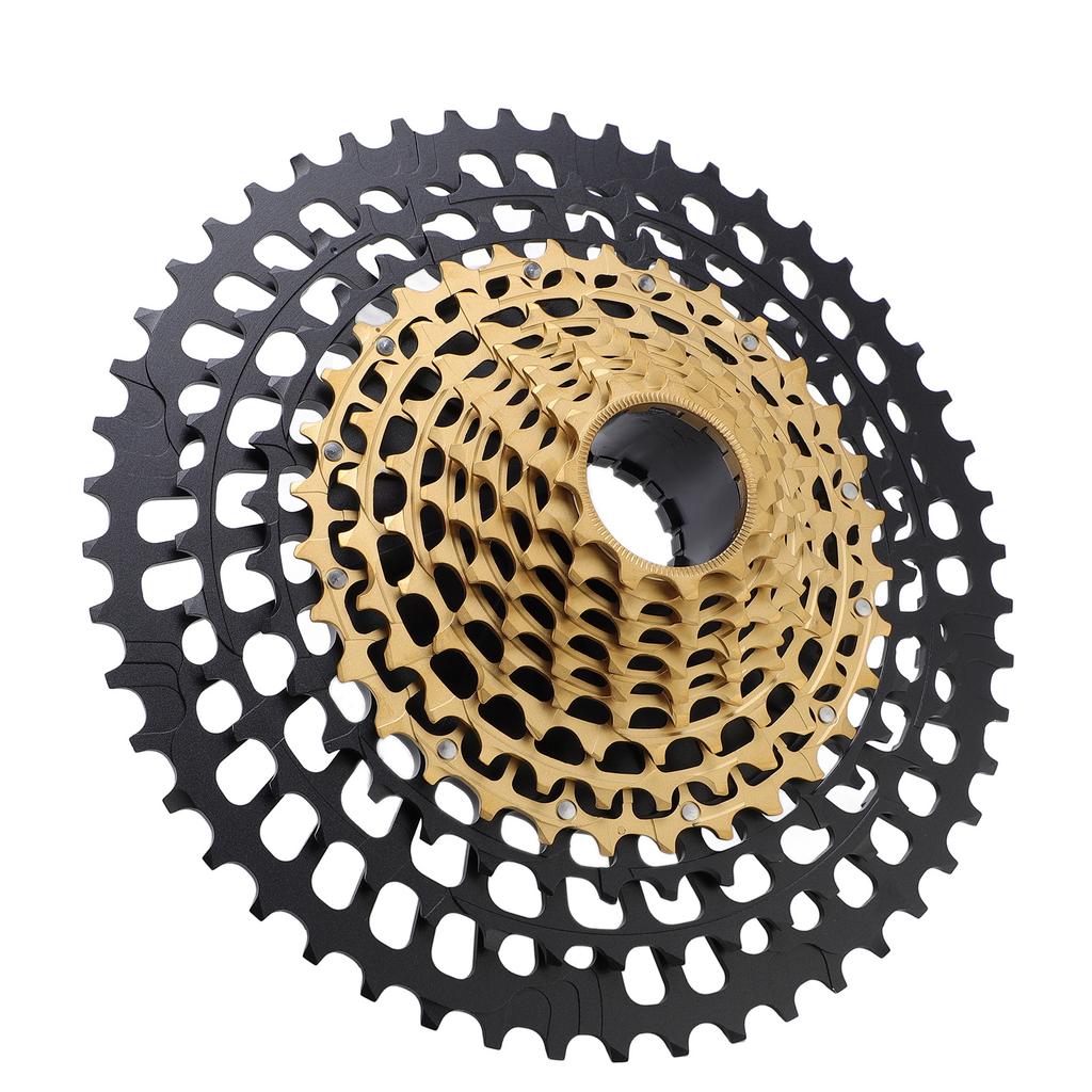 12 Speed Bicycle Cassette 11 to 50T Aluminum Steel Lightweight Bike Cassette Sprocket for Mountain Bikes Black Gold