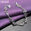 925 Sterling Silver Fashion Pattern Heart Bracelet Party Gift Jewelry