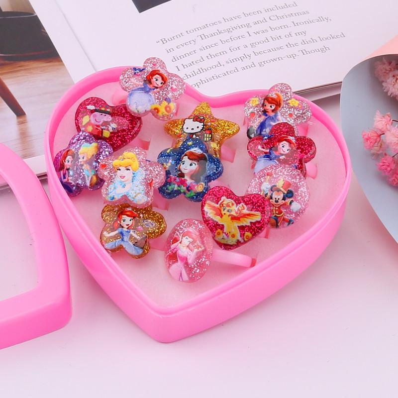 Kids' Faux Diamond Crystal Cartoon Gem Ring Set - Kindergarten Gift