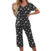 2 Piece Sets For Women Short Sleeve Top And Pants With Pockets Workout Soft Floral Print Sets