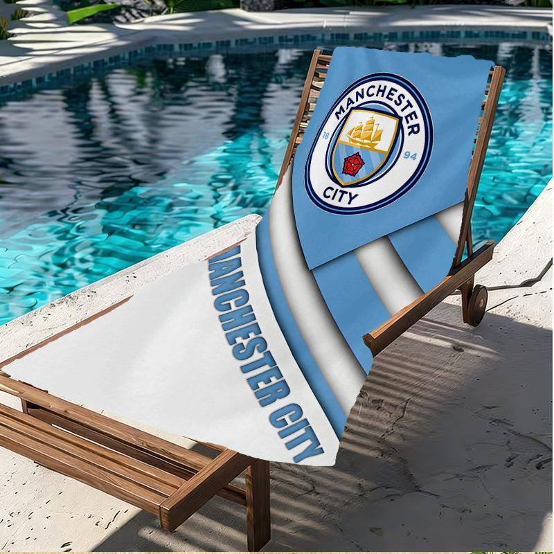 Manchester City FC Print Strandtuch, Vielseitiges Leichtes Saugfähiges Strandtuch für Pool Surfen Yoga Badezimmer, Perfektes Geburtstags-Urlaubsgeschenk