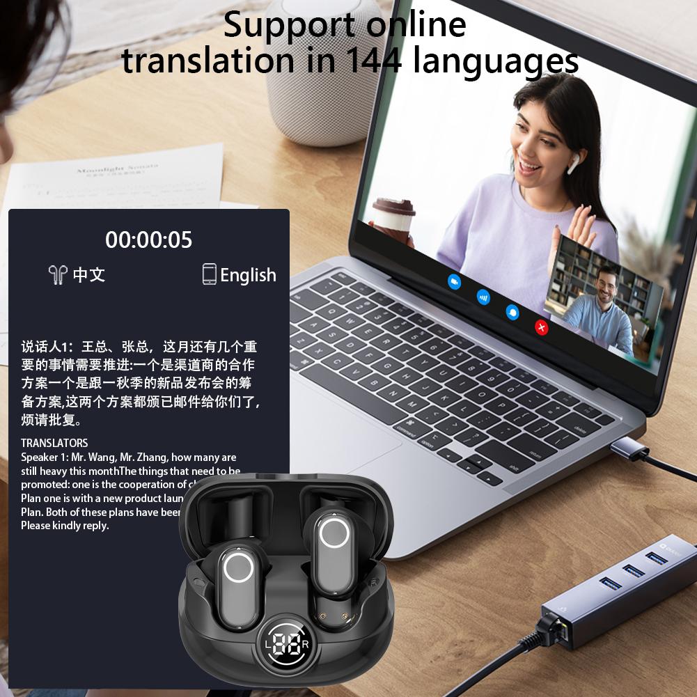 Language Translator Earbuds 144 Languages Translation Headphones Ai Translating Earbuds Headphones for Travel Business Learning