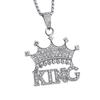 Unisex European and American Crown Letter KING Full Diamond Pendant Necklace - Trendy Hip-Hop Jewelry