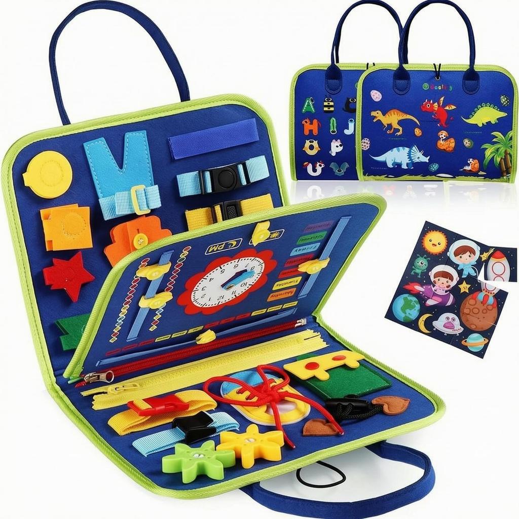 Soft Felt Learning Busy Board | Fine Motor Skills Development, Portable unfolds Design Style 1