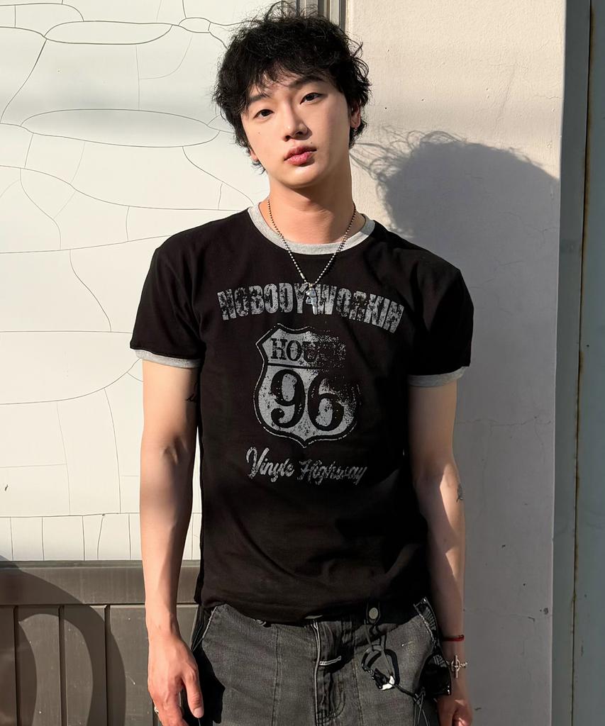 THEVINYLHOUSE Nobody Work Ringer Tee Black