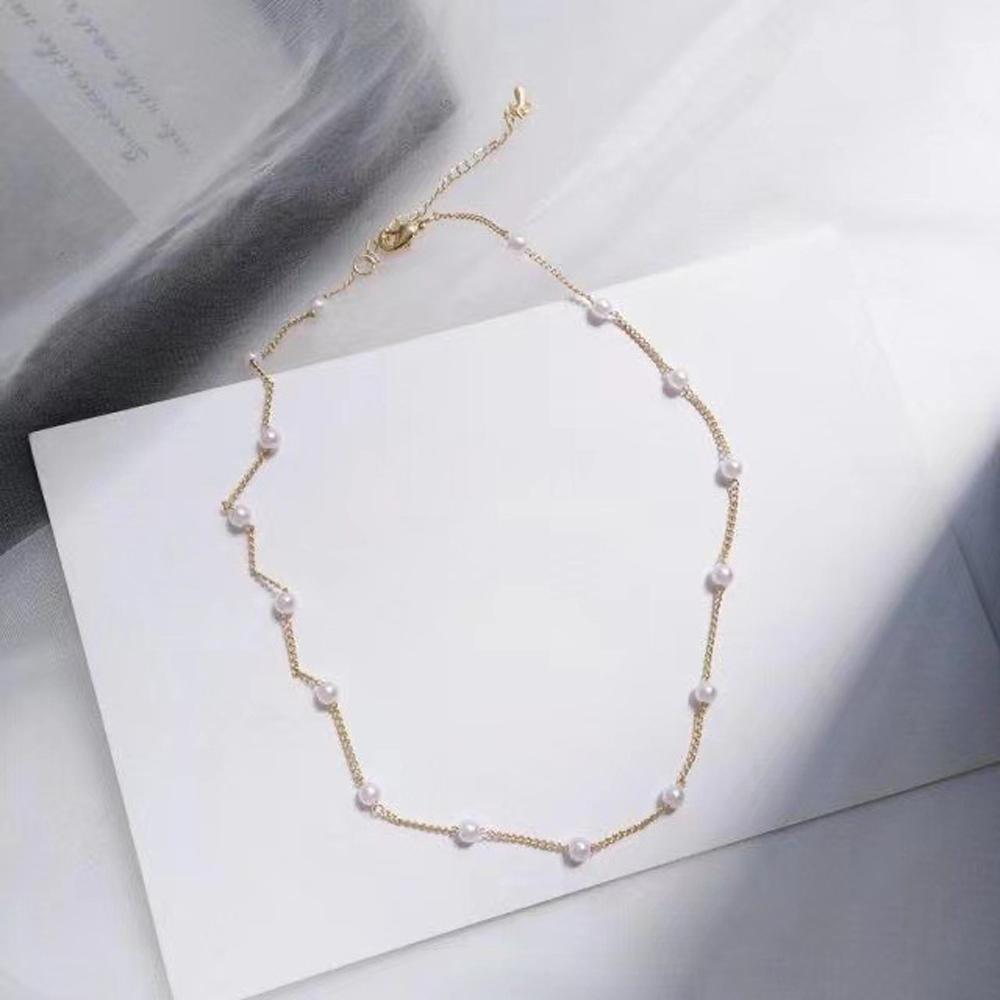 

1Pc New Beads Women S Neck Chain Kpop Pearl Choker Necklace Gold Color Goth Chocker Jewelry On The Neck Pendant Collar For Girl