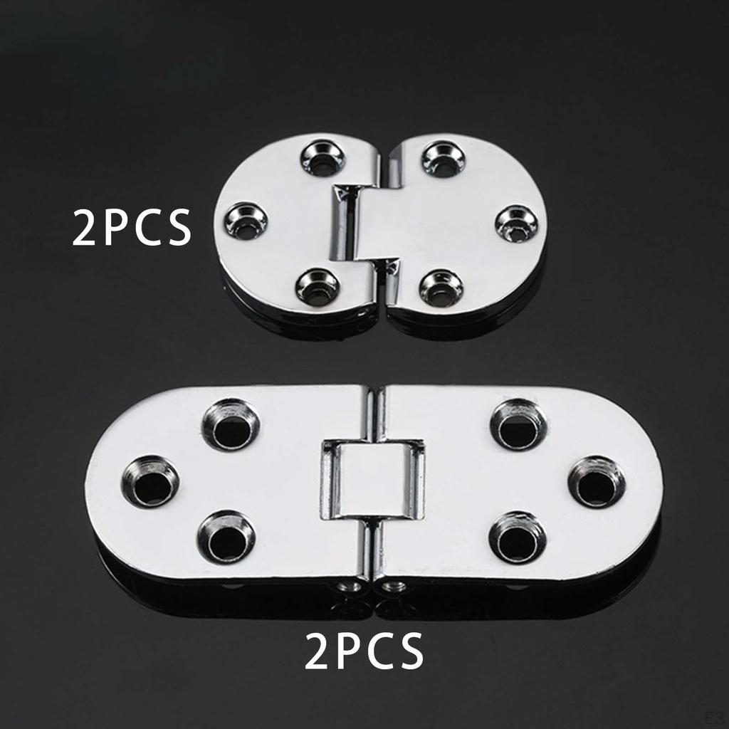 2Pcs Flip Hinges Round Edge Replace Zinc Alloy 180 Degree Cabinet Folding Table