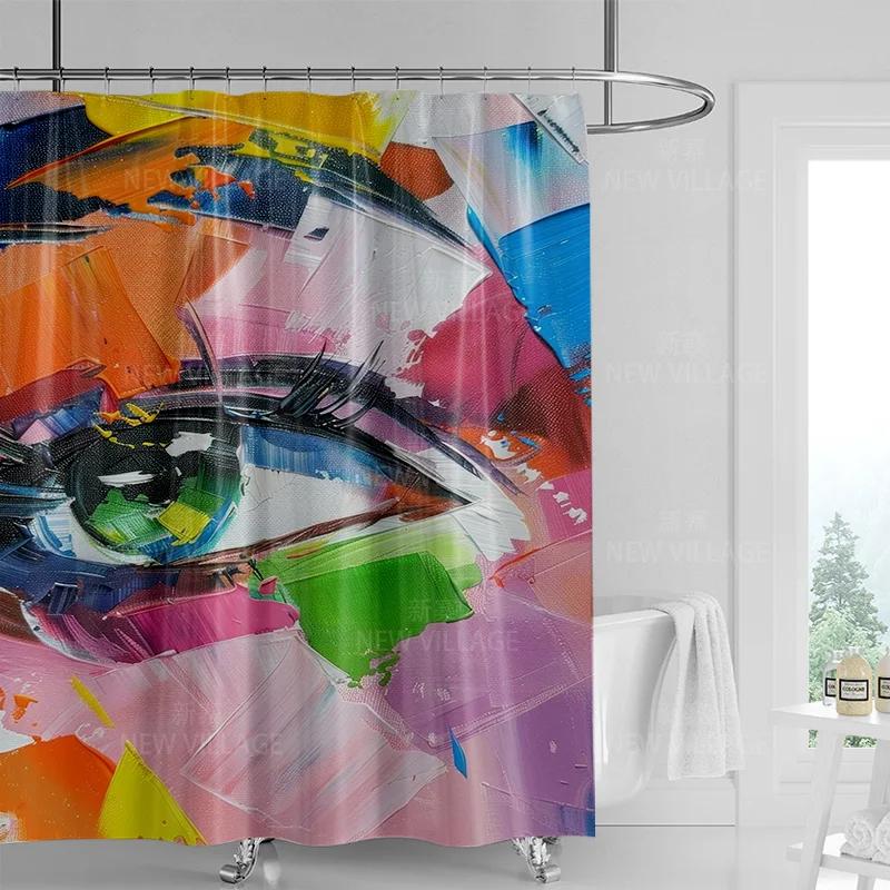 Abstract Graffiti Shower Curtain Machine Washable Fade-proof Nordic Family Bathroom Decorative Shower Curtain 180x200