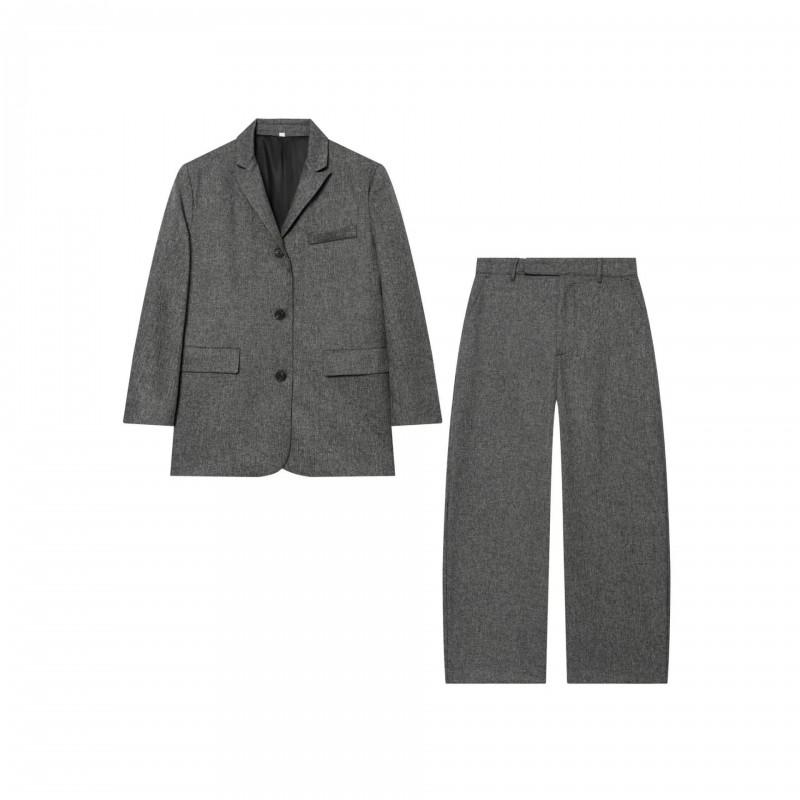 Womens Casual 2-Piece Set Blazer Wide Leg Pants Street Style
