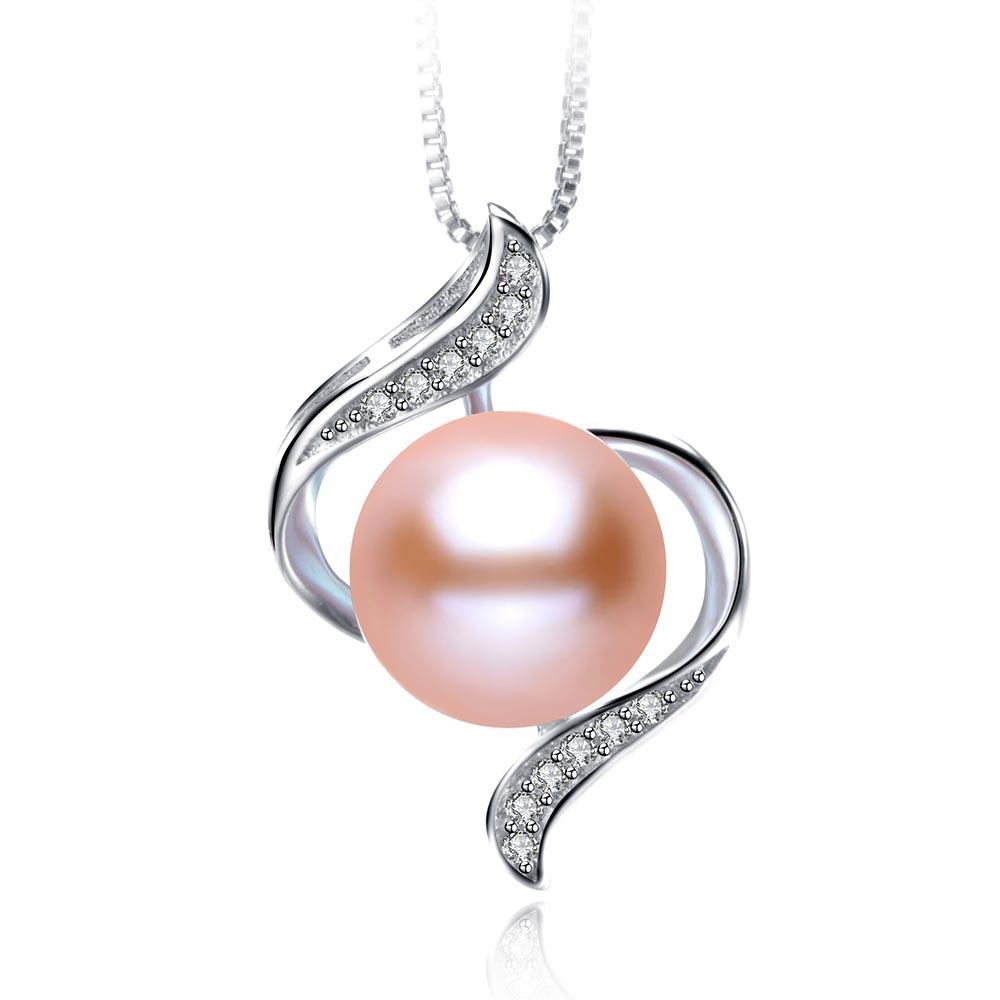 HENGSHENG AAAA Quality Genuine Freshwater Pearl Bread Round 925 Silver Zircon Pendant Necklace Trendy Wedding Jewelry For Bridal