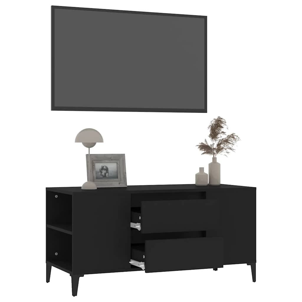 Vidaxl Szafka Pod Tv, Czarna, 102X44,5X50 Cm, Materiał Drewnopochodny