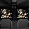 4pcs Set Elegant Butterfly Car Floor Mats with Anti-Slip Design, Soft Velvet-Like Texture (Durable Fabric) - Golden & Black Luxury Pattern
