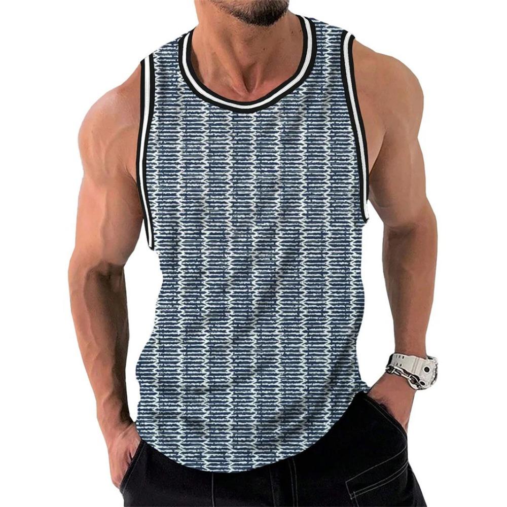 Retro Geometric Graphic Tank Tops For Men Casual Summer Sleeveless 3D Printed Vest Loose Quick