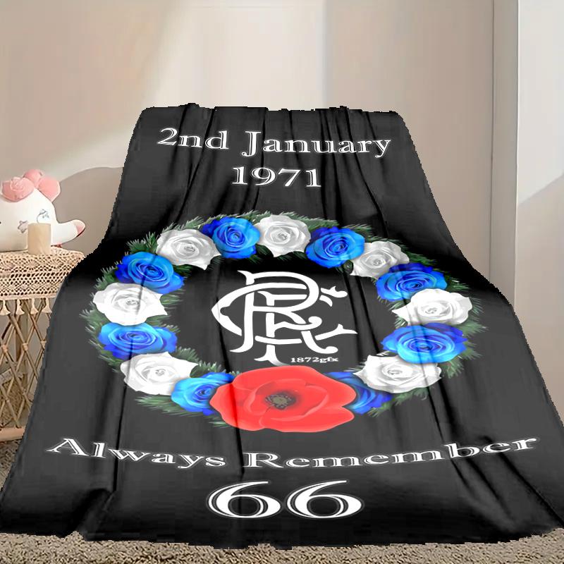 1pc Comfortable Home Print Throw Blanket, Rangers FC Blanket For Bed and Sofa Use, Special Present For Family