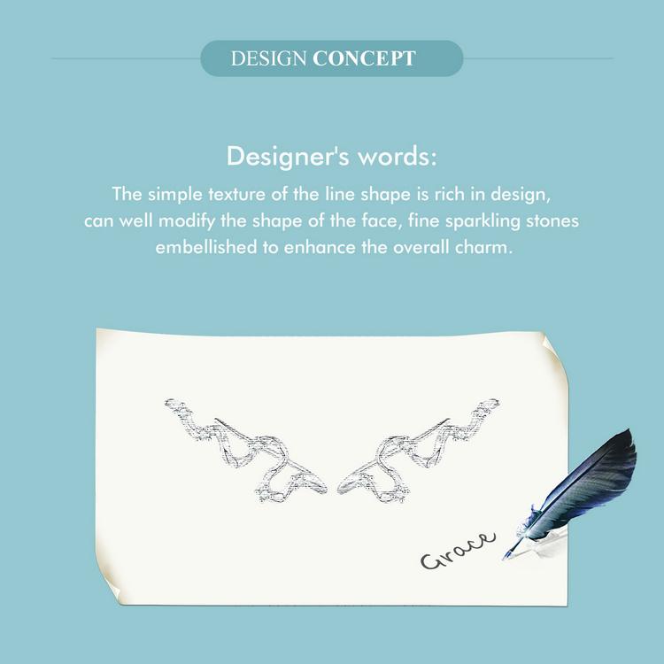 Bisaer 925 Sterling Silver Simple Texture Line Ear Hook Earrings for Women Cute Jewelry Gift