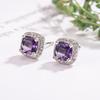 Purple Diamond Sugar Cube Stud Earrings - Elegant & Versatile Jewelry for Women 2025
