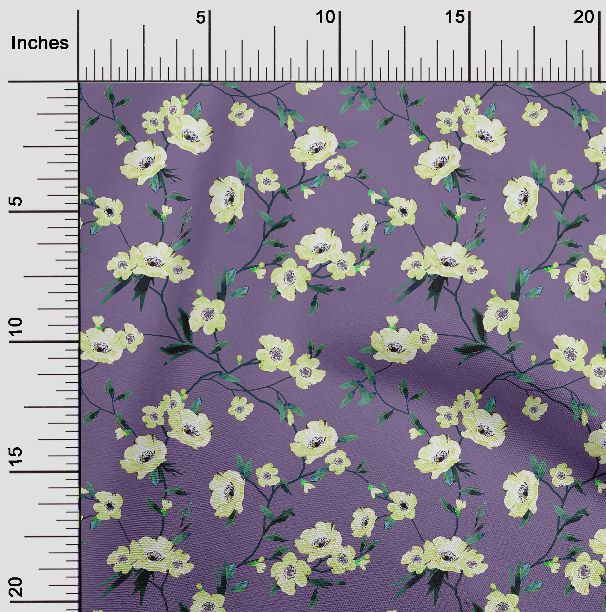 

oneOone Cotton Flex Light Green Fabric Florals Craft Projects Decor Fabric Printed By The Yard 40 Inch 42 Inch Wide - Viscose Chiffon Фіолетовий