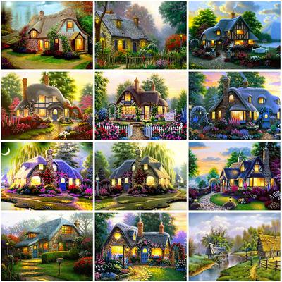 DIY Wood Cabin 5D Diamond Painting Full Round Drill Scenic Diamond Embroidery Cross Stitch Mosaic Resin Wall Art Home Decor