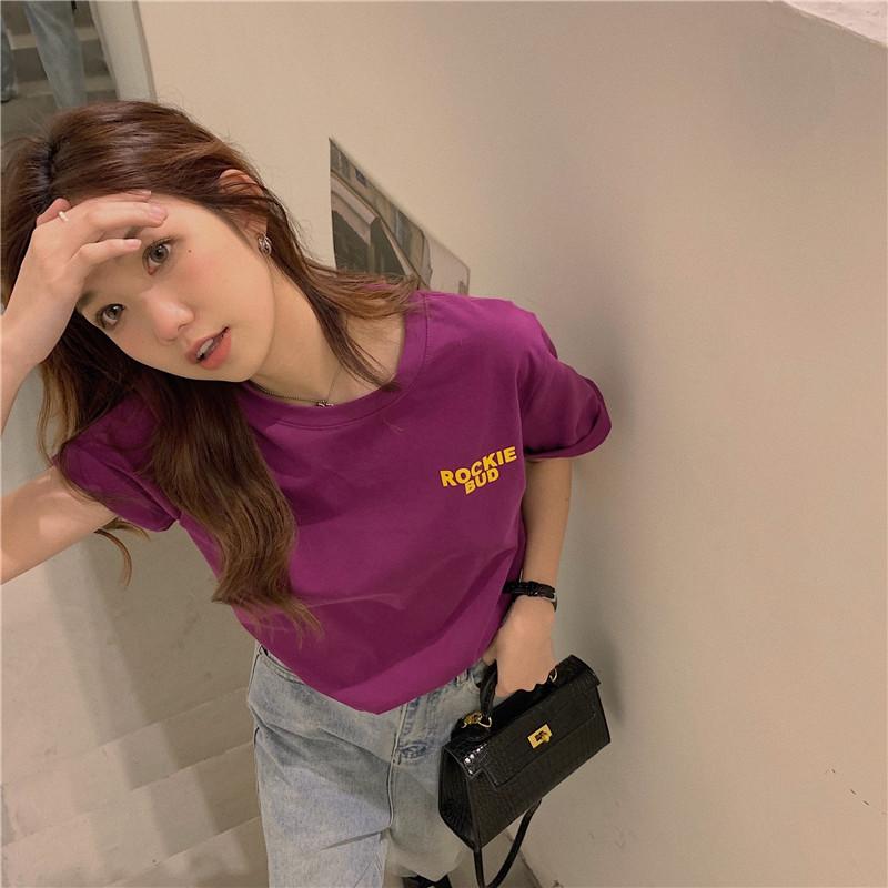 Letter Printed Short-sleeved T-shirt for Women In Summer New Korean Style Design Loose and Slim Student Top
