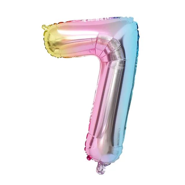 New 1Set Rainbow Unicorn Balloon 32 inch Number Foil Balloons 1st Kids Unicorn Theme Birthday Party Decorations Baby Shower Glob