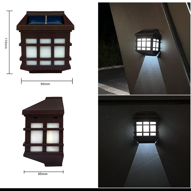 Retro Led Solar Wall Lights Outdoor Waterproof Solar Fence Light for Garden Pathway Courtyard Hotel Driveway Patio Pathway Lamp