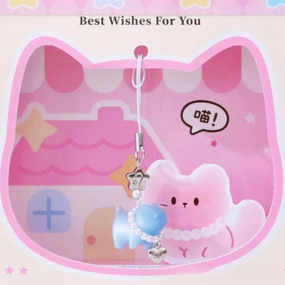 Pearl Detail Cat Pearl Pendant Color Changing Color Changing Pendant Hanging Ornament Bag Decor