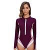 Langärmliger Sonnenschutz Einteiliger Sport-Badeanzug für Damen Hohe Elastizität Schlank Reißverschluss Sport-Bikini Monokini Surfanzug
