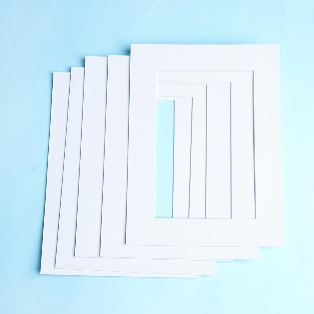 5PCS For 6/7/8/10in Picture Frames Passe Partout White Photo Mats Simple and Pure Rectangle Paper Mounts Unique Textured Surface