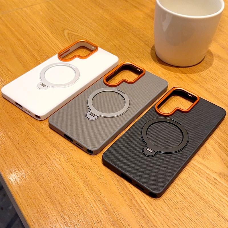 360 Rotating Kickstand Textured Magnetic Phone Case for Samsung S26 Ultra S25 S24 Plus S23 Camera Protection Shockproof Cover