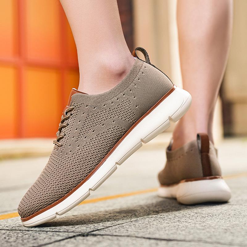 Popular Large Size 48 British Casual Men's Shoes Fashion Trend Fly-woven Surface Breathable Lightweight Sports Loafers Tide