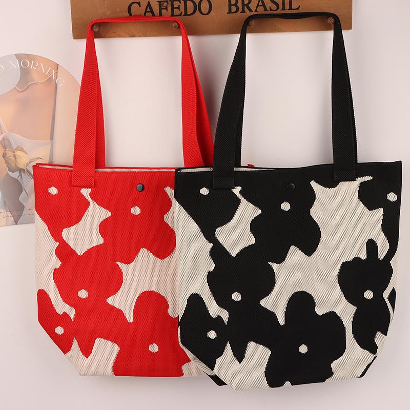 Korean Simple Knitted Shoulder Bag Chic Large Capacity Tote Bag Ladies Casual Handbag  Versatile Shoulder Bags