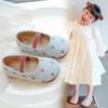 Girls Flat Shoes Slip-on Polka Dot Sweet Kids Moccasins Candy Color Ins Trend 2025 New Girls Leather Shoes Round Toes Soft Sole