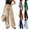 Women's Wide Leg Pants with Bowknot Belt Loose Fit Color Casual Trousers