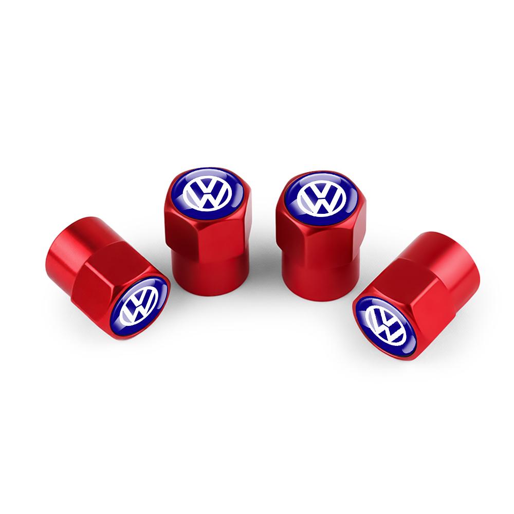 For Volkswagen 1J264Pcs 3D Metal Tire Valve Caps Car Tyre Air Stems Cover for Volkswagen VW R Line R32 Touareg Passat Polo 4 Motion MTM Blue Motion