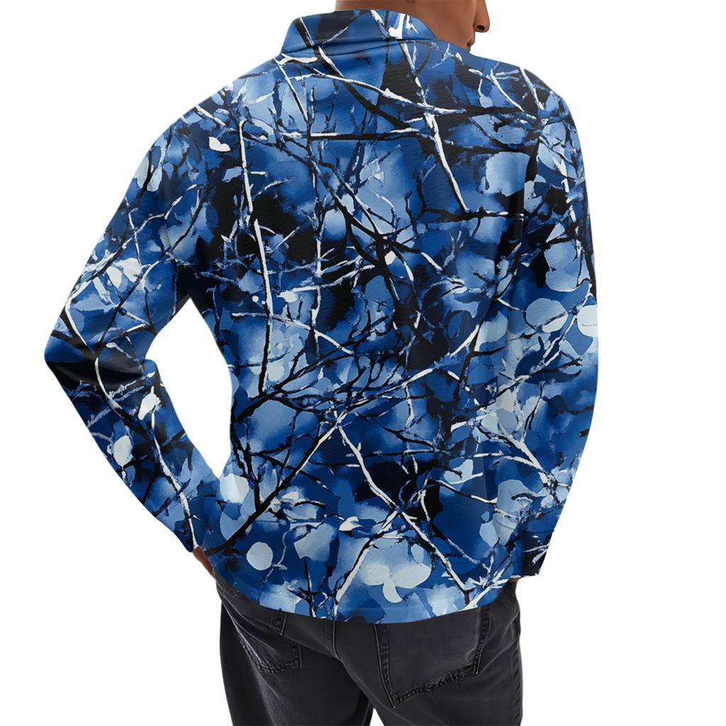 Men's Casual Retro Small V-neck Long-sleeved Top