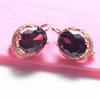 Exquisite Pure Russian 585 Purple Gold Exquisite Personalized Versatile Egg Surface Rose Gold Inlaid Smoke Stone Earrings