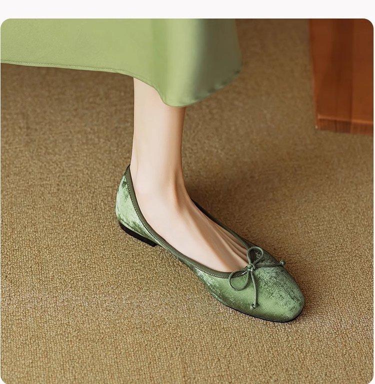 French Retro Ballet Flat Shoes Women's Spring and Autumn Doudou Shoes Round Head Bow Light Mouth Versatile National Style Single Shoes