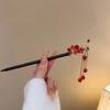 Vintage Red Rose Fringe Hairpin Fashion Chinese Hairpin Headwear Retro Red Hair Stick  Disk Hair