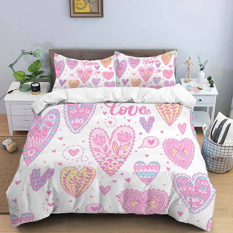 Cartoon Love Hd Print Bedding SettChildren King Size Bedding SetBoyGirlS Bed Double Bed Duvet Covers Pillowcase Bedding Set