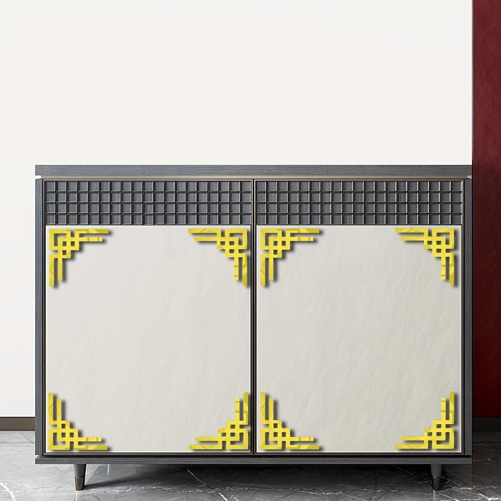 

4PCS Acrylic Mirror Sticker,Corner Onlay Hollow Stickers Self Adhesive Wall Mirror Stickers Removable Peel and Stick for Home 4pcs золотой